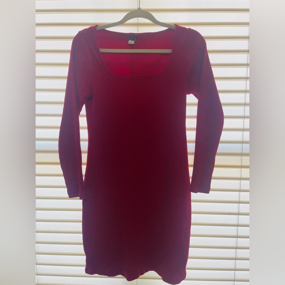 Old Navy Ribbed Square Neck Long Sleeve MIdi Dress Size Large